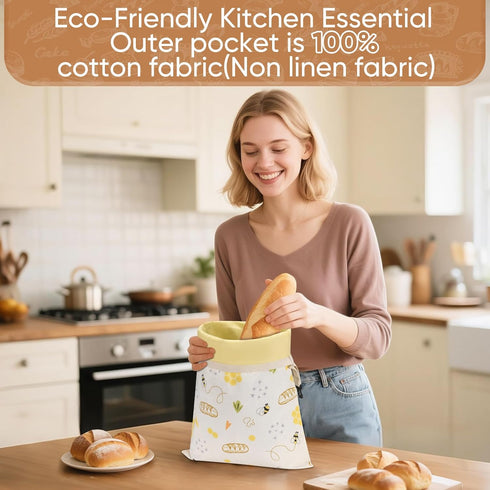 RYJNM 2 Pack Fresh(17"13") Beeswax Bread Bags for Sourdough, Reusable Bees Wax Bread Bag for Homemade Bread, Natural
