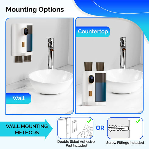 HEALNIX (20.3 oz) 4X Countertop Set Automatic Mouthwash Dispenser for Bathroom - Touchless Smart Mouth Wash Dispenser