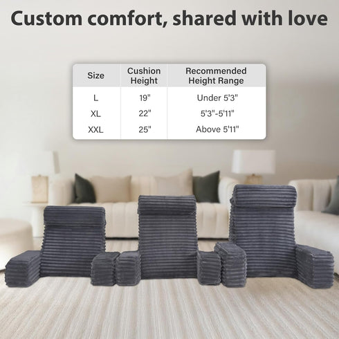 19 ENITYA Back Pillow for Bed Sitting up, Built-in Armrests & Big Pockets, Back Support Chair Pillow for Sitting