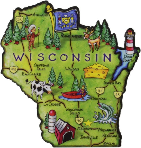 Treasure Gurus Wisconsin State Artwood Jumbo Fridge Magnet Large Refrigerator Travel Souvenir by TreasureGurus, LLC