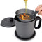 MORDEN MS Bacon Grease Container: 1.7L Grease Saver with Strainer, Iron Cooking Oil Can, Gray