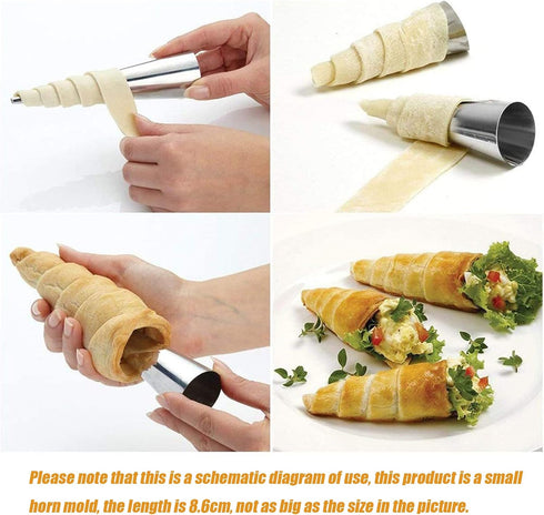 30pcs Non-Stick Stainless Steel Cream Horn Cones Tubes, Croissant Pastry Baking Moulds Set, Cannoli Form Roll Mold for