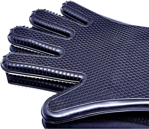 Extra Long 19.7" Professional Oven Mitts, Non-Slip Silicone Grip, Heat Resistant Up to 572°F, Black