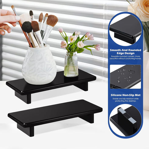 Chivalral Counter (1, Black-Small-8.6 3.6 1.5) Acrylic Bathroom Tray Stand, Kitchen Soap Holder Riser for Vanity Candle