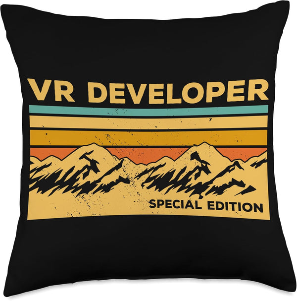 Vintage VR Developer Throw Pillow, 18x18, Multicolor