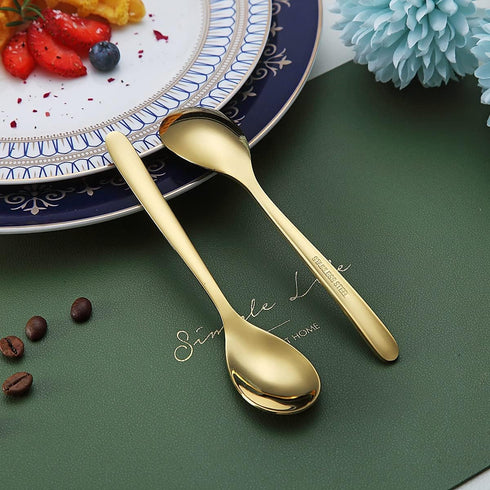 Gold Demitasse Espresso Spoons, 5.5'' Mini Coffee Spoons, Set of 6, Dishwasher Safe