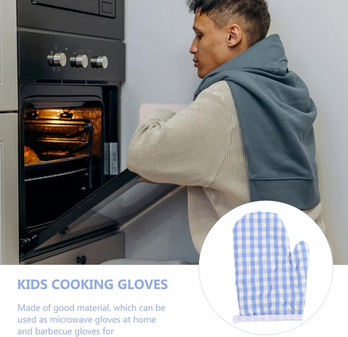 2Pcs Kids Oven Mitts for Children Play Kitchen, Anti- Scald Gloves Microwave Oven Gloves Kitchen Mitts for Kids Toddler