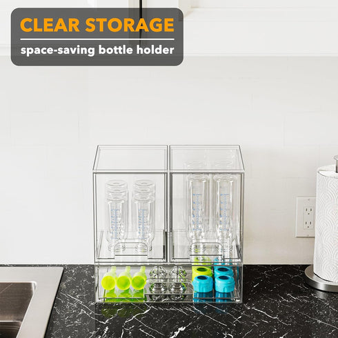 Countertop, 3 Pack, 2M1L, 10.9" SpaceAid Bottle Storage Organizer Baby - Acrylic Bottles Station Organizer Container