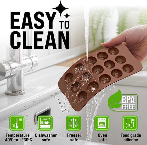 Chocolate Molds Silicone - Set of 6, Non-Stick & Food Grade Candy Molds for Chocolate, Jelly Candies, Truffles