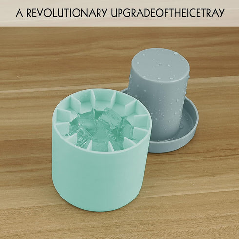 2 Pack Ice Cube Mold Cylinder Ice Trays, Portable Silicone Ice Bucket, Easy-Release Press-Type Ice Cup (Blue)