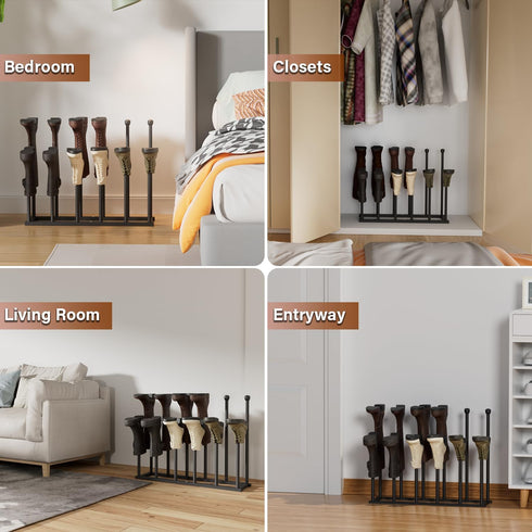 Tigerden 22.5 Inches 6 Closet, Free Standing Shoe Racks, Tall Black Metal Boot Rack Organizer for Pairs, Knee-High Boot