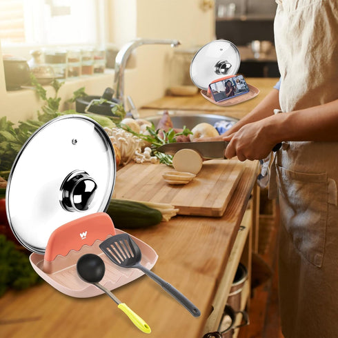 Spoon and Lid Rest, 2 Packs with Lid Holder, Neat & Drip-Free Utensil Rest for Kitchen Counter
