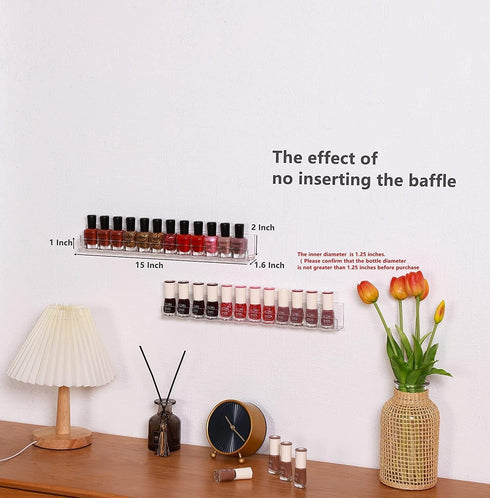 4 Inserts,15 inch IEEK PCS Floating Invisible Kids Bookshelf Wall Mounted Nail Polish Rack,Clear Acrylic Picture Ledge