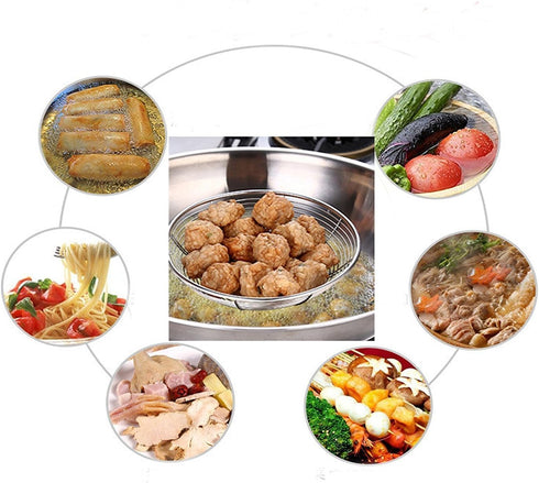 Tenta Kitchen Stainless Steel Wire Strainer - Bamboo Handle, M Size, Over 6 Inch
