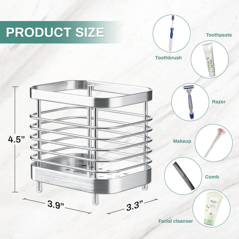 Electric Toothbrush Holder for Bathroom, Stainless Steel Toothpaste Organizer Storage Cup for Shower, Tooth Brushing Caddy Stand Tray for Countertop Sink, Silver Bathroom Accessories Decor by Oasiteege