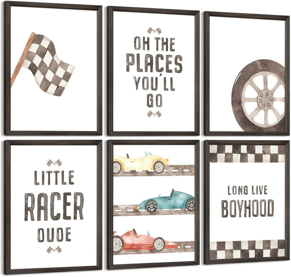 Pennclys Race Car Wall Art Boys Room Canvas Wall Decor Vintage Nursery Wall