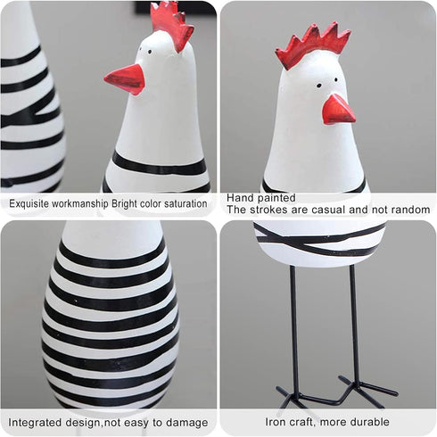 Notakia Wooden Rooster Kitchen Decor Figurine, Cute Chicken Chook Carving for Home Decoration - Set of 3
