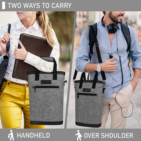 OPUX Insulated Leakproof Two Bottle Wine Bag Carrier - Portable Wine Case for Travel, Heather Grey