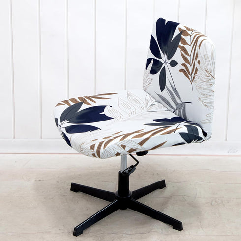 LiveGo Armless Chair Slipcover, Knitted Jacquard Modern Cover for Wide Seat Computer Task Chair