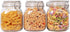ComSaf Airtight Glass Canister Set of 3, 34oz Food Storage Jar - Square Storage Container with Clear Preserving Seal