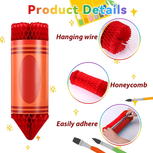 6PCS (6 LIHAO Classroom Decor Back to School Decorations, First Day of School Decorations, Hanging Crayon Pencil