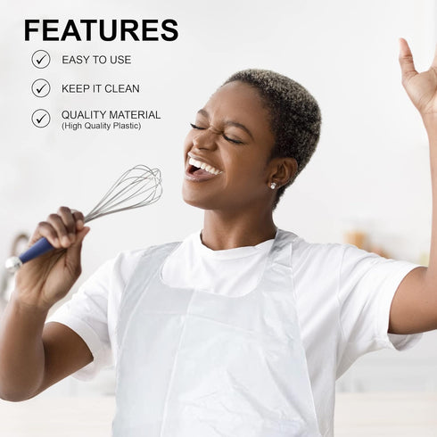 2 46"x28" MT Products Mil White Disposable Poly Aprons - Waterproof Plastic Bibs for Cooking, Dishwashing & Art (Bulk)