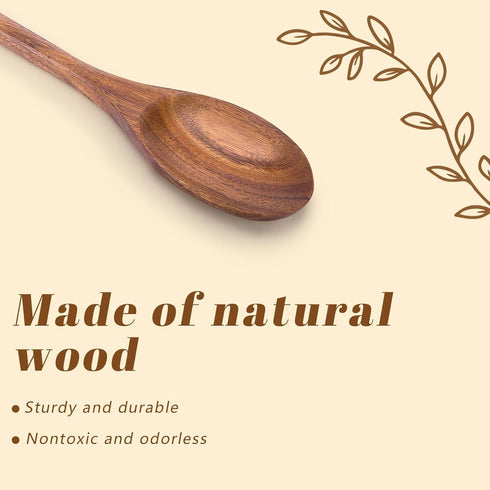 HANSGO 2PCS Wooden Cooking Spoons, Large Wooden Kitchen Utensils for Cooking, Serving, Mixing