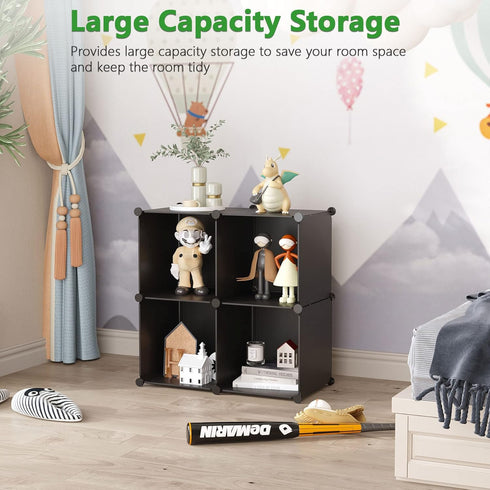 4-Cube Closet 24.8" 12.4" 24.8" SHS04A C&AHOME Cube Storage Organizer, Shelves Units, Cabinet, DIY Plastic Modular Book