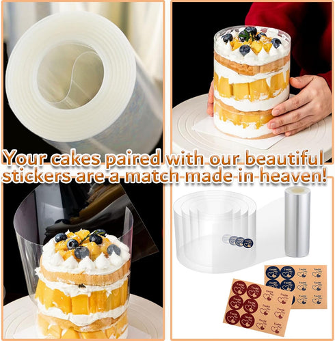 Cake Collars 8 x 394inch Acetate Rolls, Clear Cake Strips Transparent Mousse Cake Collar Acetate Sheet for Baking,
