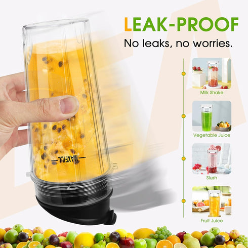 Blender Replacement Parts for Ninja, 3 Pack 16oz Cups with To-Go Lids for Nutri Ninja Compact Personal Blender