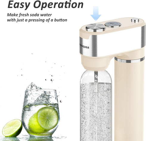 LAZMOQUSA 2 Bottles(1L 0.5L) 60L CO2 Sparkling Water Maker for Home, Soda Streaming Maker with BPA free + Carbonated
