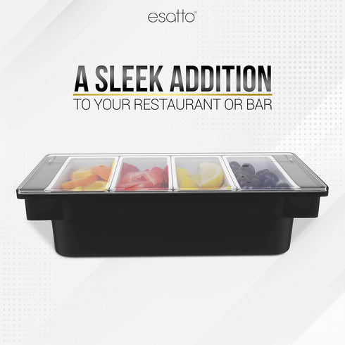 4-1 12 12 Esatto Bar Products Condiment Holder for Serving Container Chilled Garnish Tray with Lid for Bar Caddy, Pint