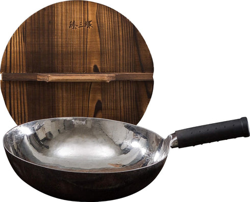 ZhenSanHuan Natural Wooden Wok Lid/Cover, Lightweight Handcrafted Kitchen Accessory, 36cm/14inch