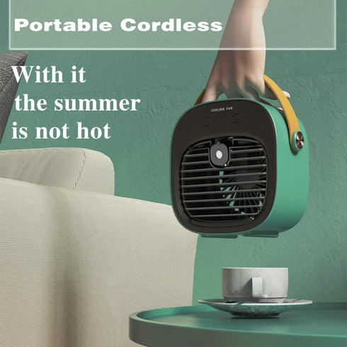 Portable Air Conditioner, 6000mAh Rechargeable Mini Air Conditioner, USB 3-Speed Silent Cooler for Desktop, Office,