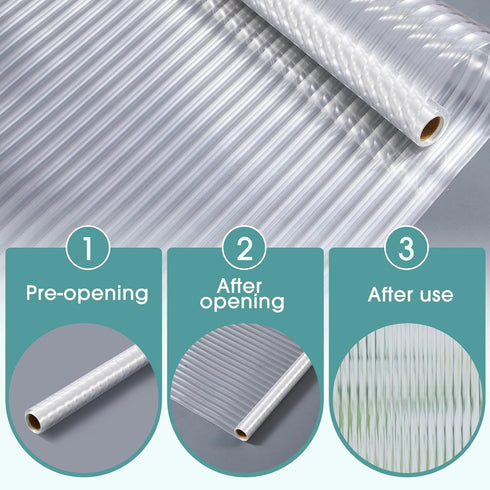 Coavas Reeded Glass Window Privacy Film, 3D Decorative Clings, Peel and Stick Fluted Window Decals (17.5x78.7 in,