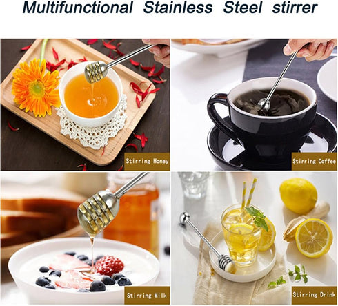 Honey and Syrup Dipper Stick Server, 304 Stainless Steel Wand for Honey Pot, 6.3 Inch