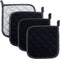 Joyhalo 4 Pack Black Pot Holders - Heat Resistant Terry Cloth Oven Hot Pads
