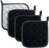 Joyhalo 4 Pack Black Pot Holders - Heat Resistant Terry Cloth Oven Hot Pads