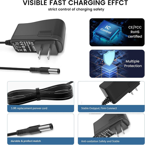 Charger for Bissell Pet Stain Eraser 2837 2842 2846 2877, Cordless Vacuum Cleaner Power Cord AC DC Adapter Supply