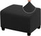 PrinceDeco Stretch Ottoman Cover for Living Room Foot Stool, Thick Checked Jacquard Fabric with Elastic Bottom (Large