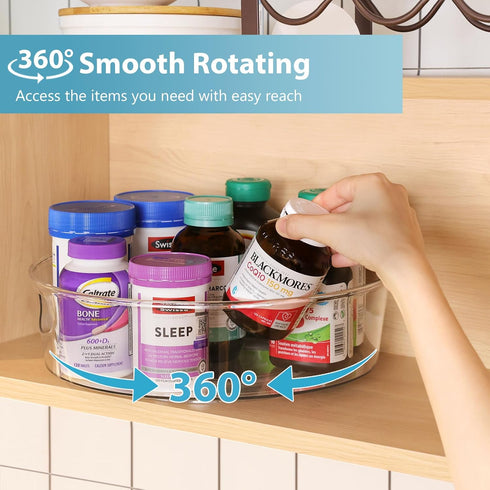 Guzon 4 Pack Lazy Susan Organizer, 12 Inch Clear Rotating Turntable for Kitchen, Pantry, Dresser, Bathroom