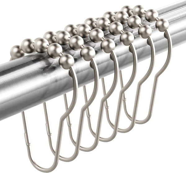 Titanker Shower Curtain Hooks Rings, Rust-Resistant Metal Shower Hooks for Bathroom Shower Rods (Set of 12, Matte