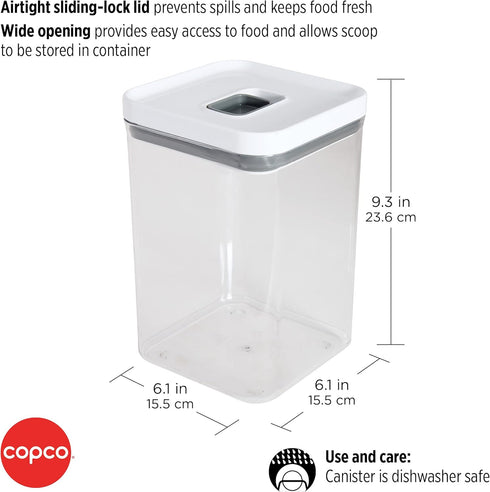Copco Food and Organization Storage Container, 4.43-Quart with Airtight Lid, Clear