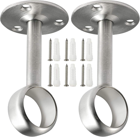 Creatyi Heavy Duty Closet Rod Brackets, Ceiling-Mount Brackets for 1 1/4 Inch Rod (4 PCS, Silver)