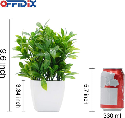 OFFIDIX Small Artificial Eucalyptus Plants with White Square Vase, Fake Plants for Home and Office Desktop Decor