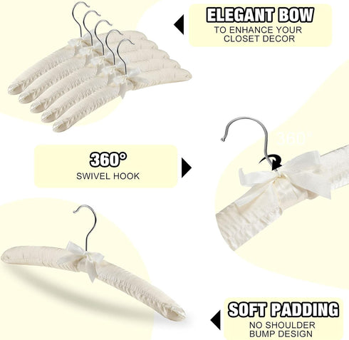 16 15 Inch 360 Jetec Pieces Satin Padded Hangers for Women Clothing Satin Hangers Swiveling Hook Sponge Shoulder Padded
