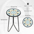 12" LIFFY Patio Side Table, Outdoor Metal Side Table with Glass Top, Indoor Round Accent End Table for Living Room
