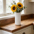 8 inch Countertop, White Ceramic Flower Vase for Pampas Grass, Small Decorative Centerpiece Ribbed Vase for Dining