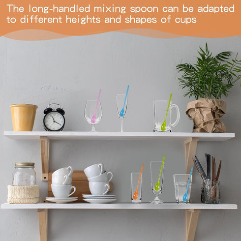 8 Pcs Iced Tea Spoons, Long Plastic Ice Handle Spoons, Colorful Teaspoons for Mixing Ice Cream, Honey, Cocktail