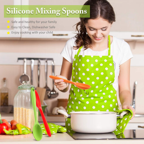Shappy 4 Pieces Silicone Mixing Spoon Spatula Scrapers for Cooking, 10.6 Inch Heat Resistant Large Non Stick Basting